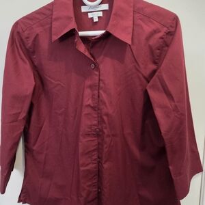 Foxcroft Button-Front Shirt in Burgundy